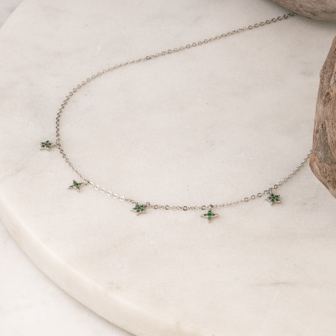 Gargantilla Cosmos Verde Rodio