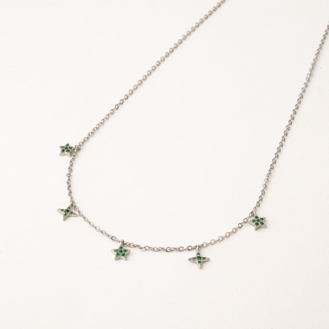 Gargantilla Cosmos Verde Rodio