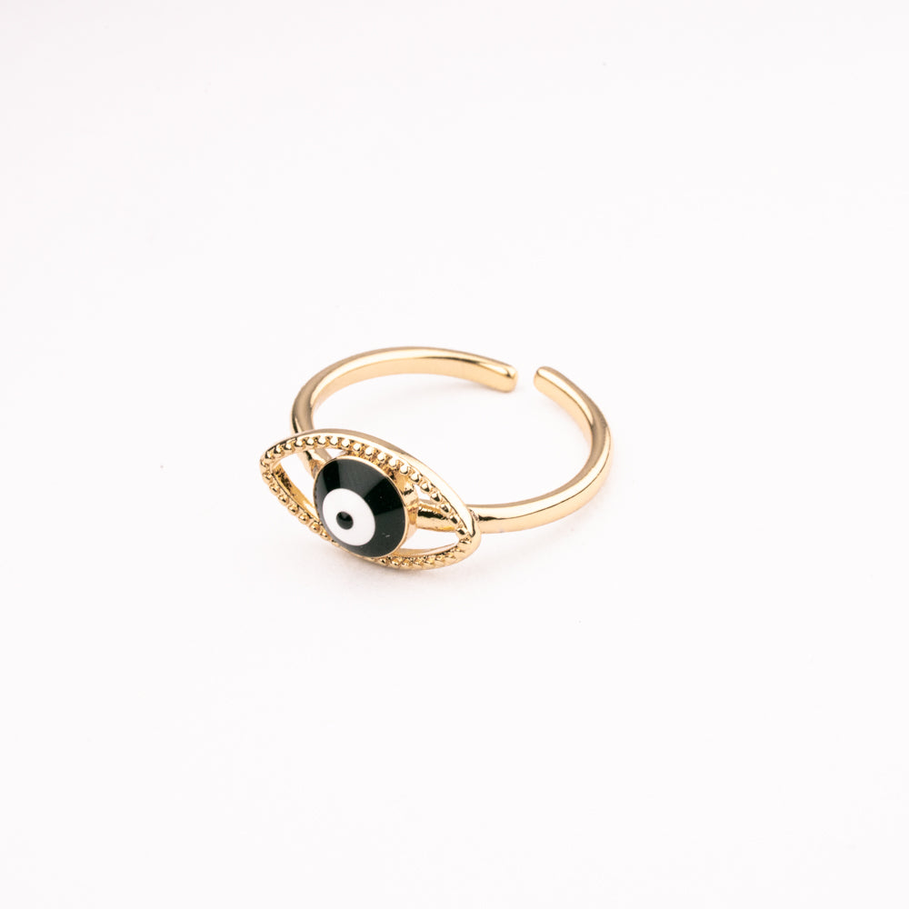 Anillo Ojo Protector Negro Chapa 18K