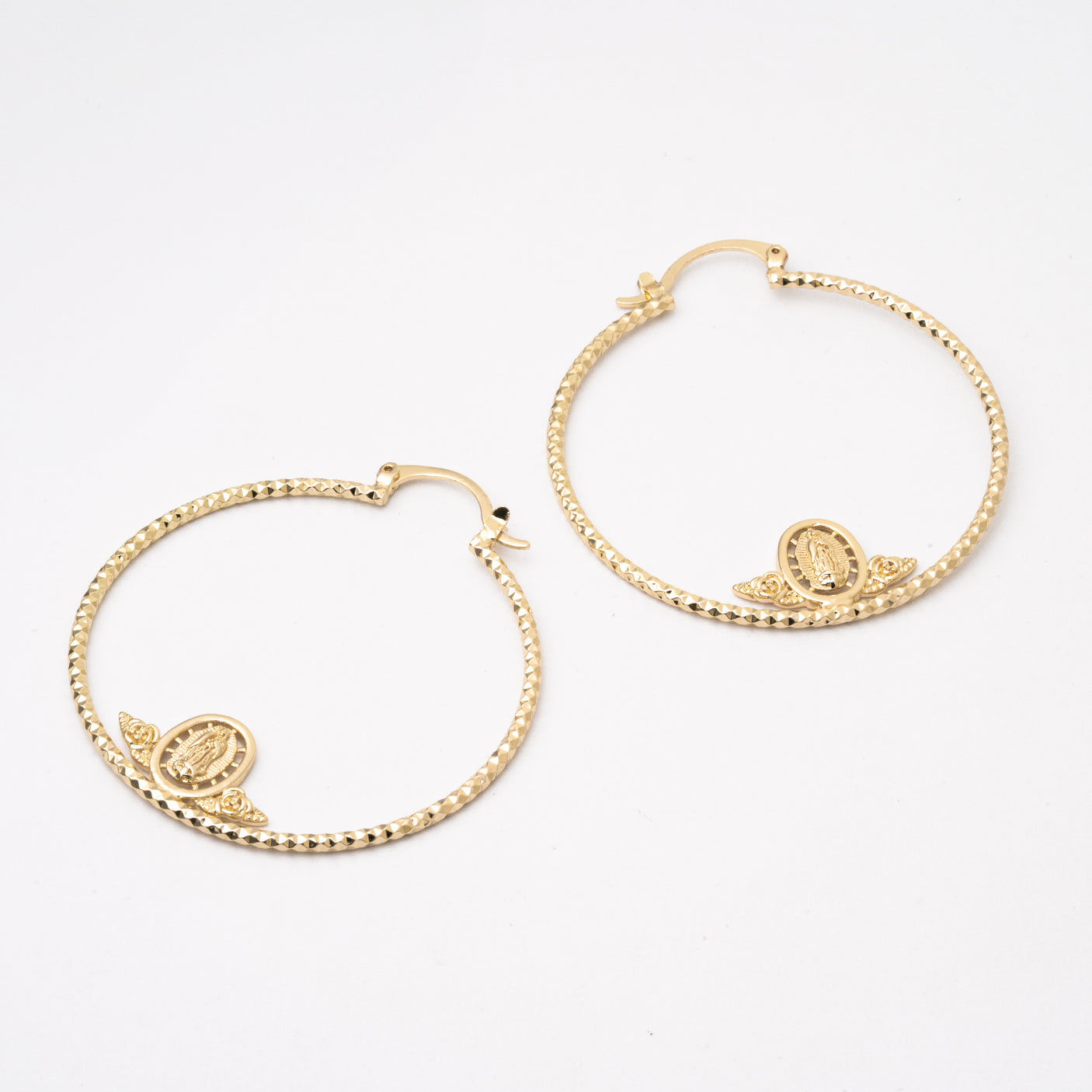 Arracadas Virgen Divina Chapa 4.7cm