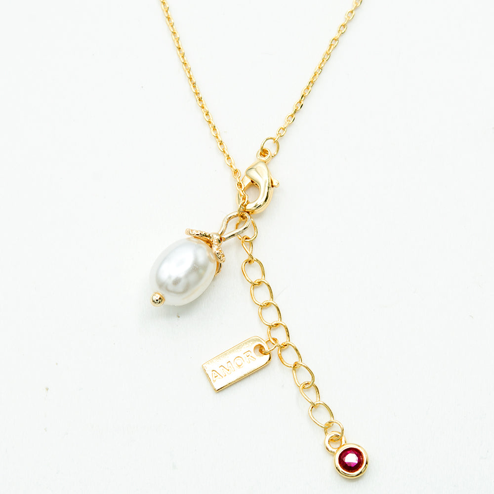 Gargantilla Perla y Toque Rojo Chapa