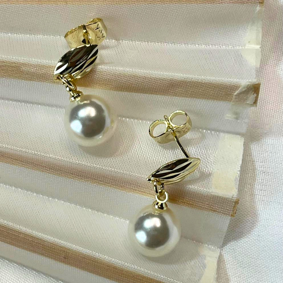 Arete Gota de Perla Chapa
