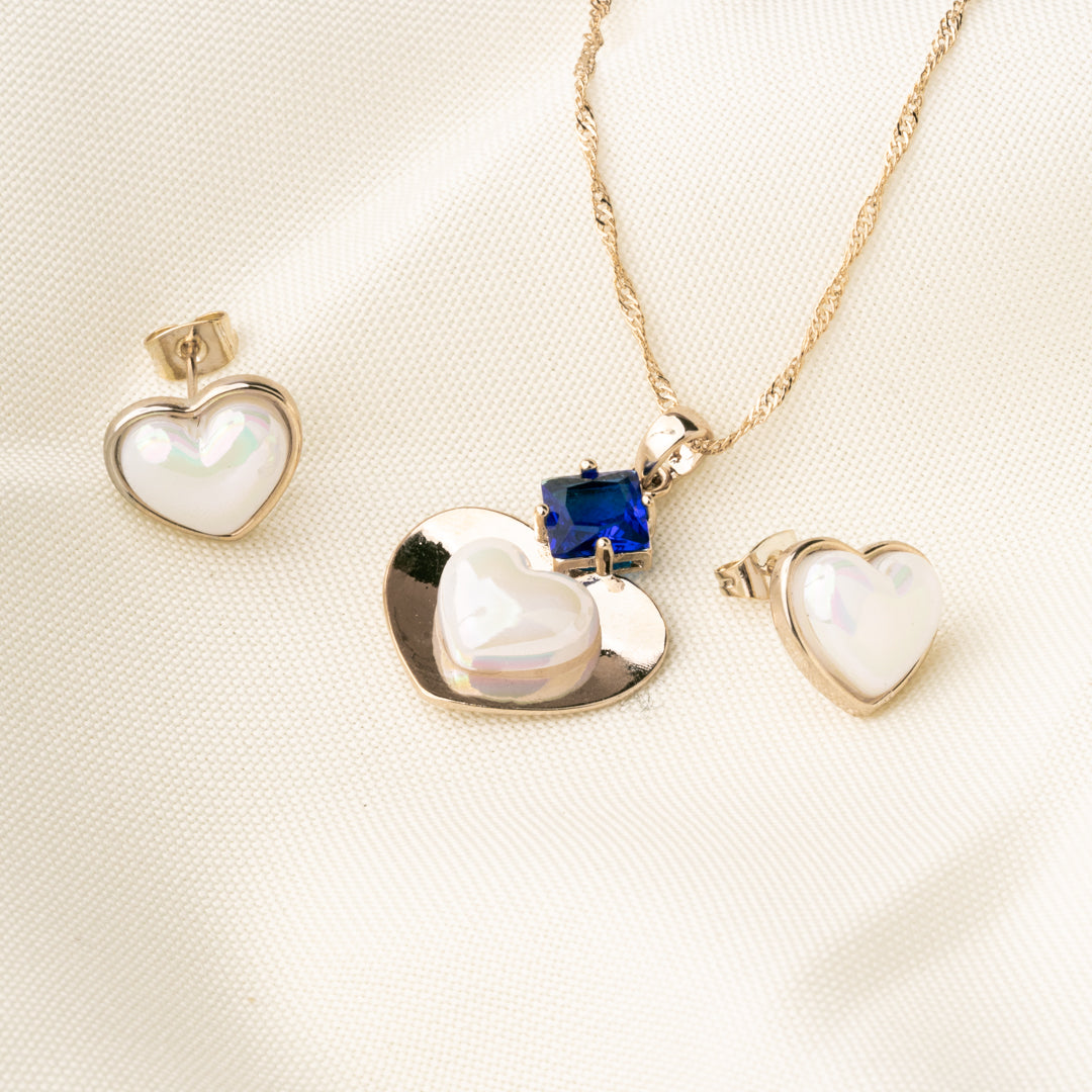 Juego Corazón Nacarado Marino Chapa