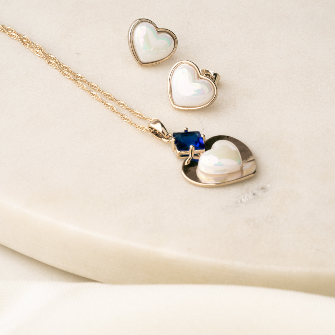 Juego Corazón Nacarado Marino Chapa