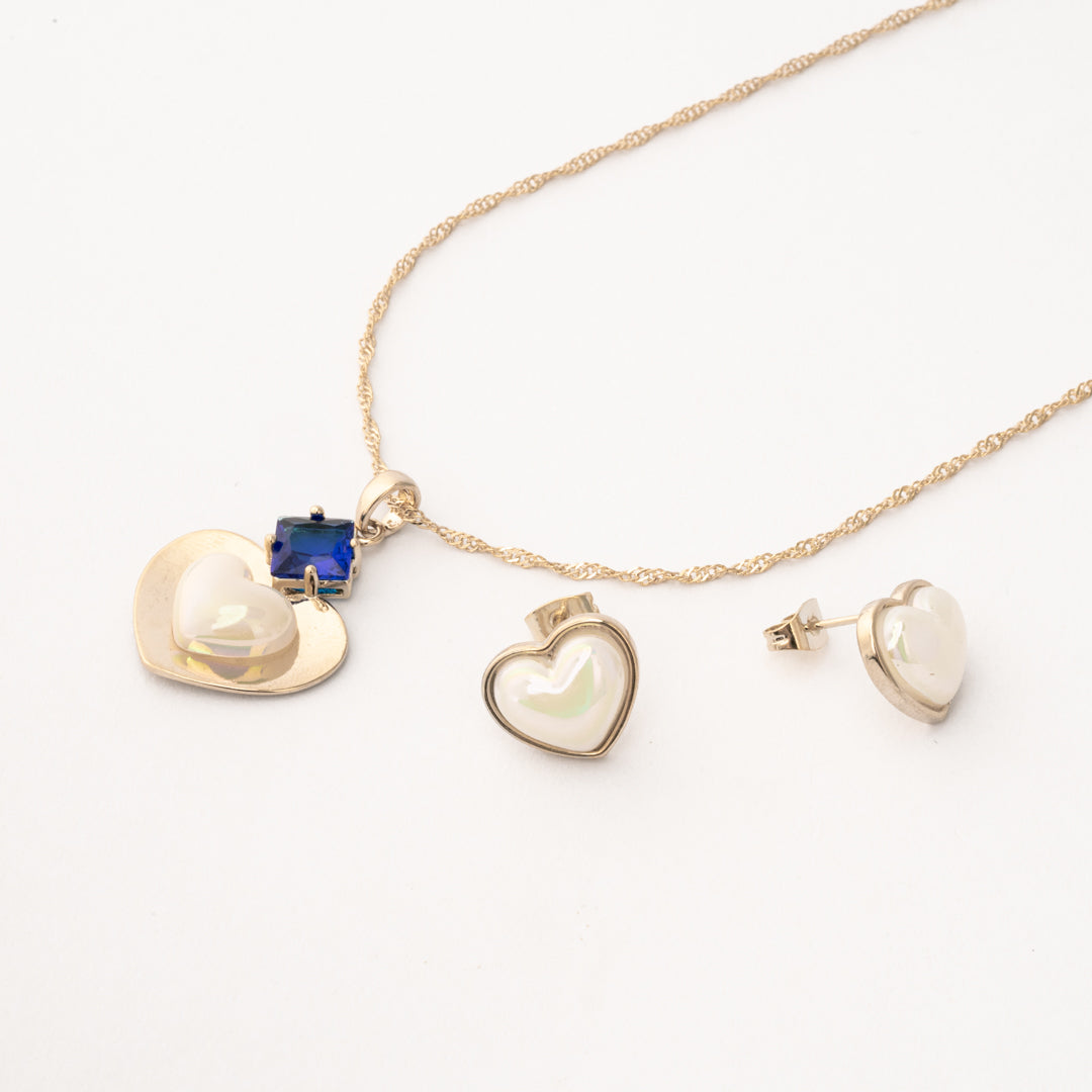 Juego Corazón Nacarado Marino Chapa