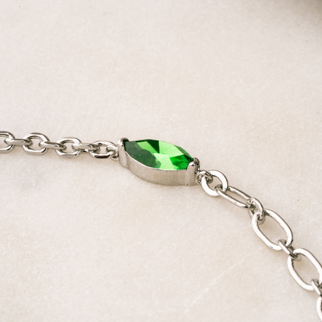 Pulsera Verde Encanto Rodio