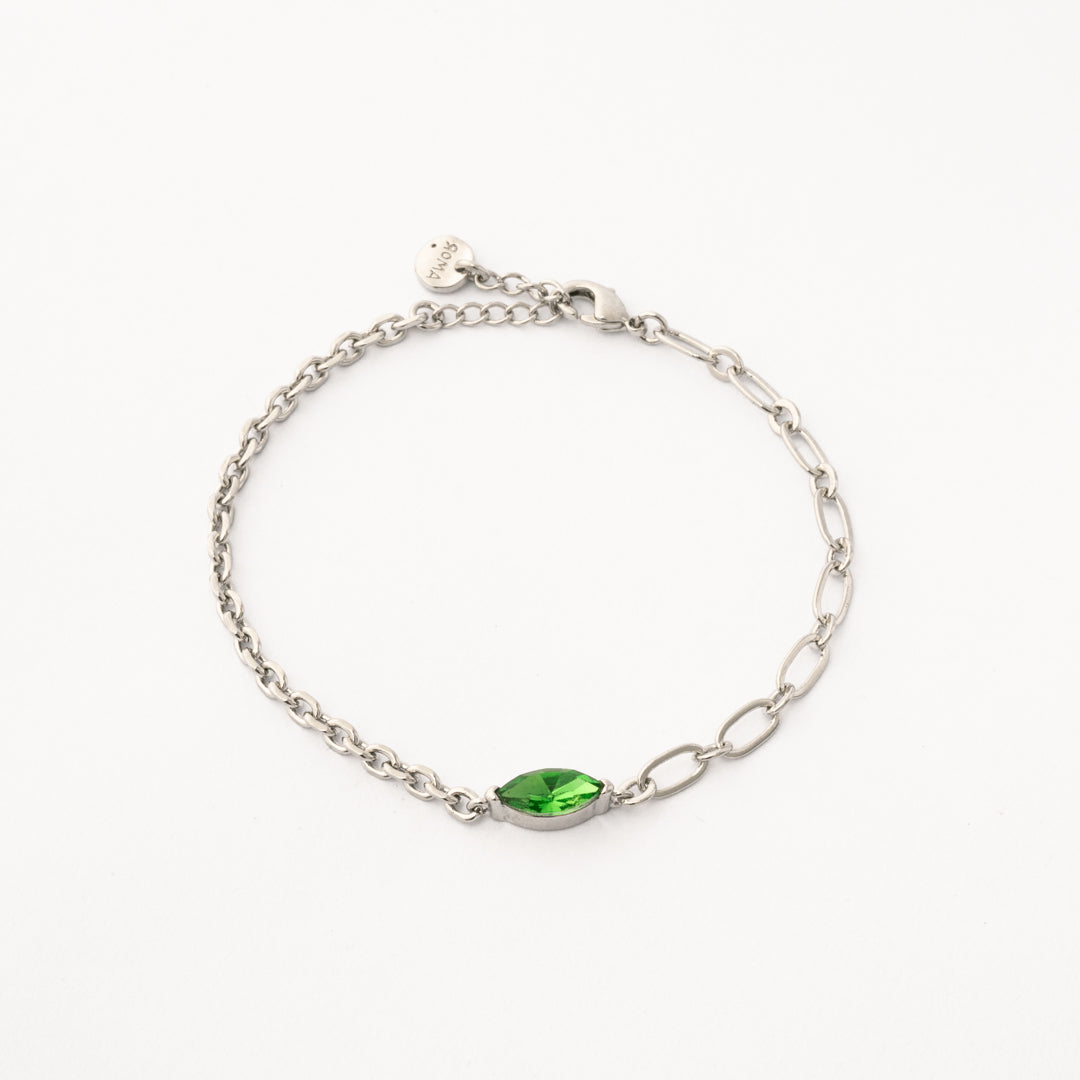 Pulsera Verde Encanto Rodio