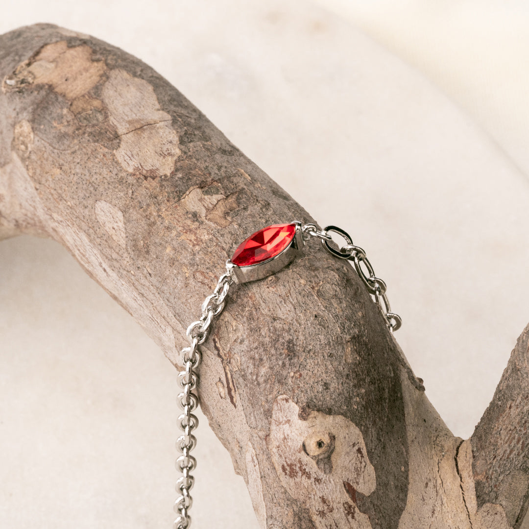 Pulsera Destello Escarlata Rodio