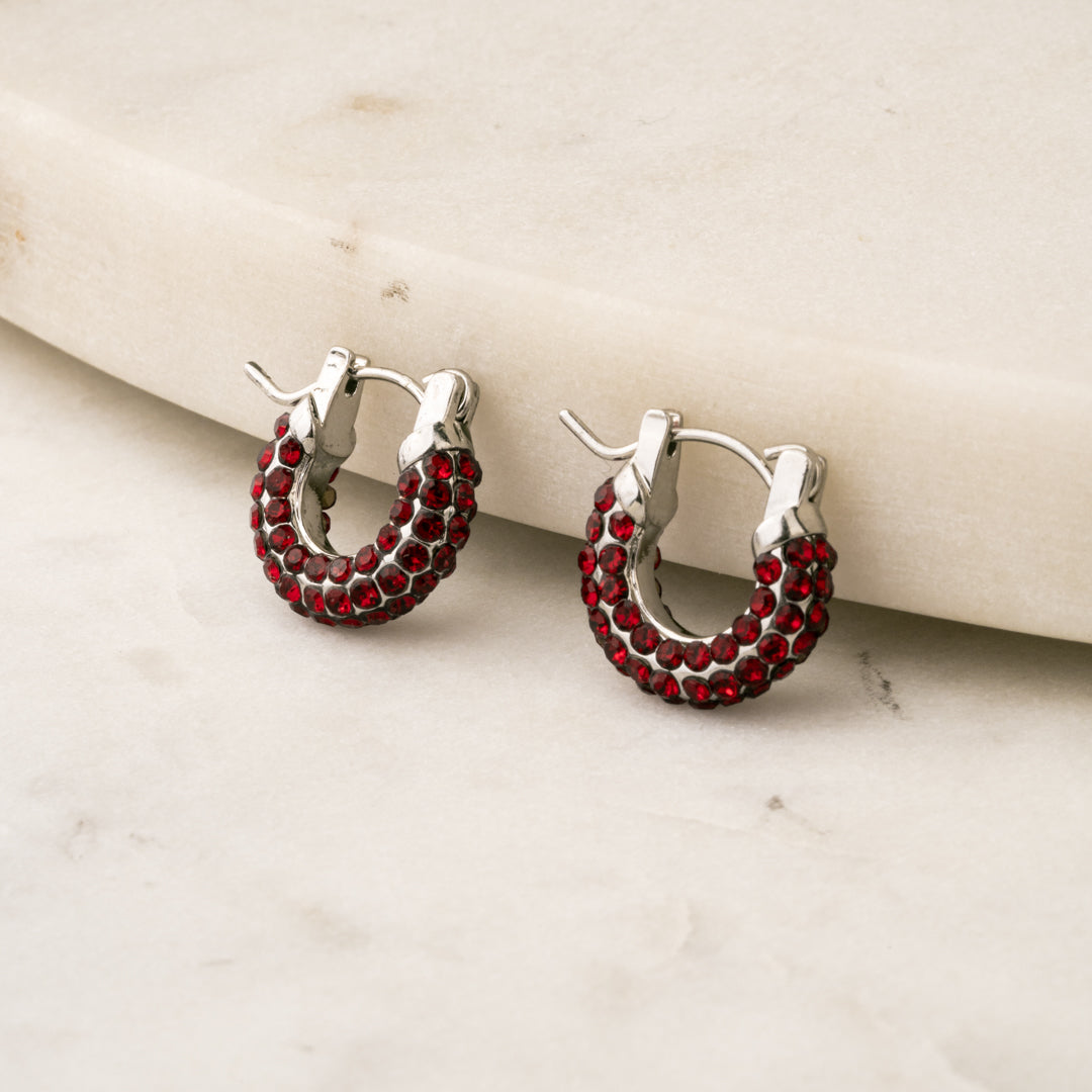 Arracadas Glam Carmesí Rodio