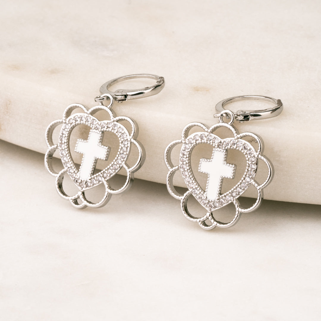 Aretes Fe y Amor Rodio