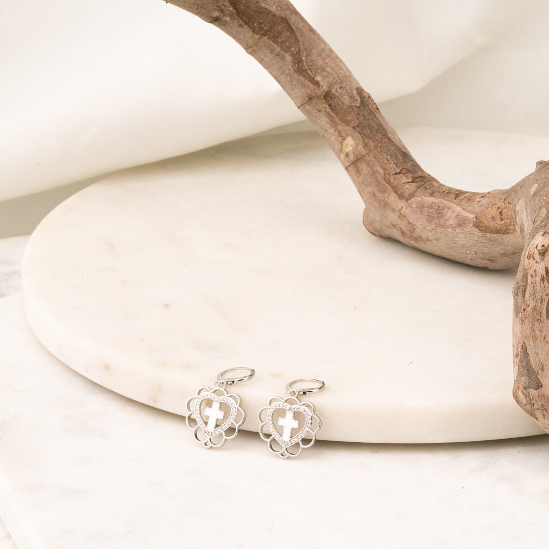 Aretes Fe y Amor Rodio