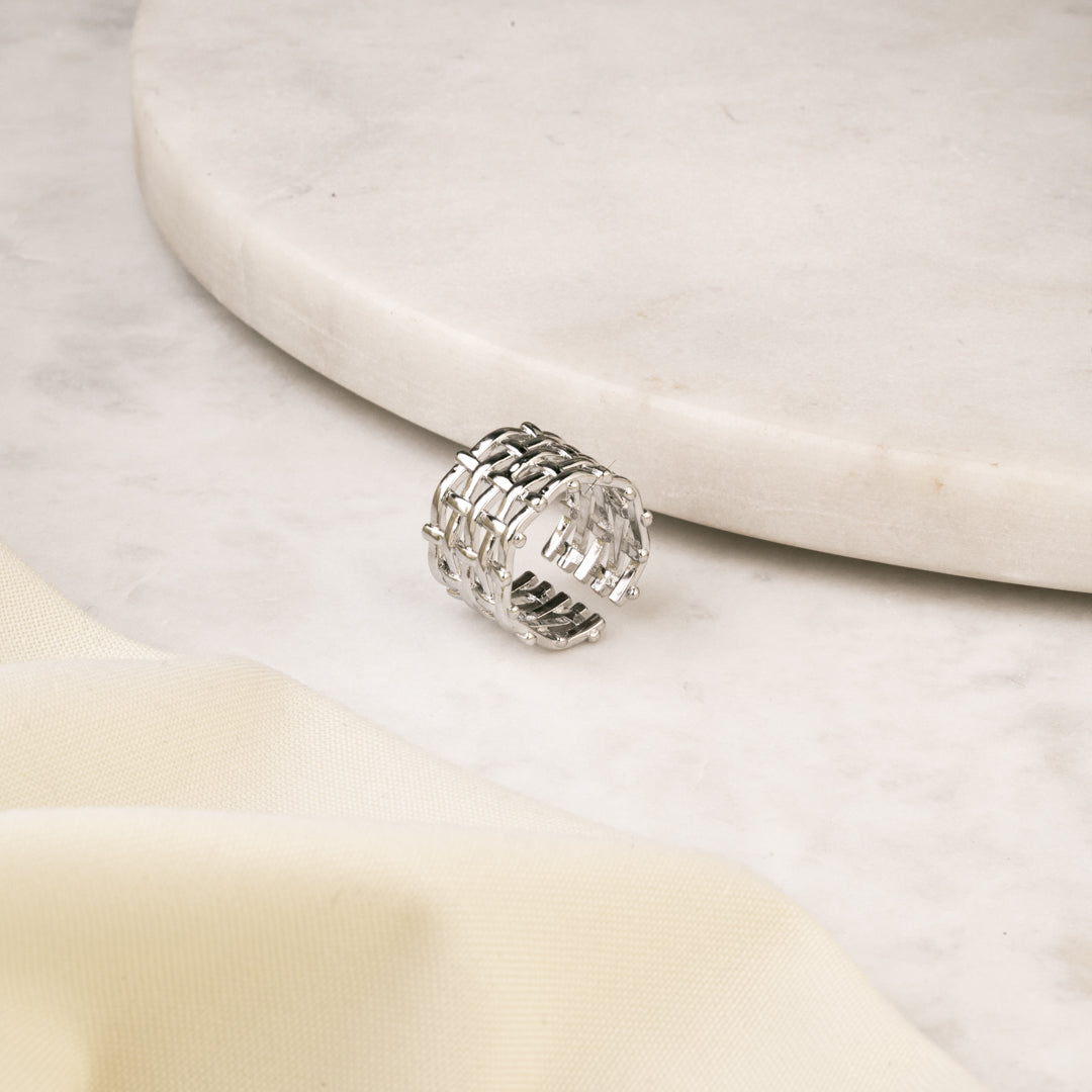 Anillo Grid Rodio