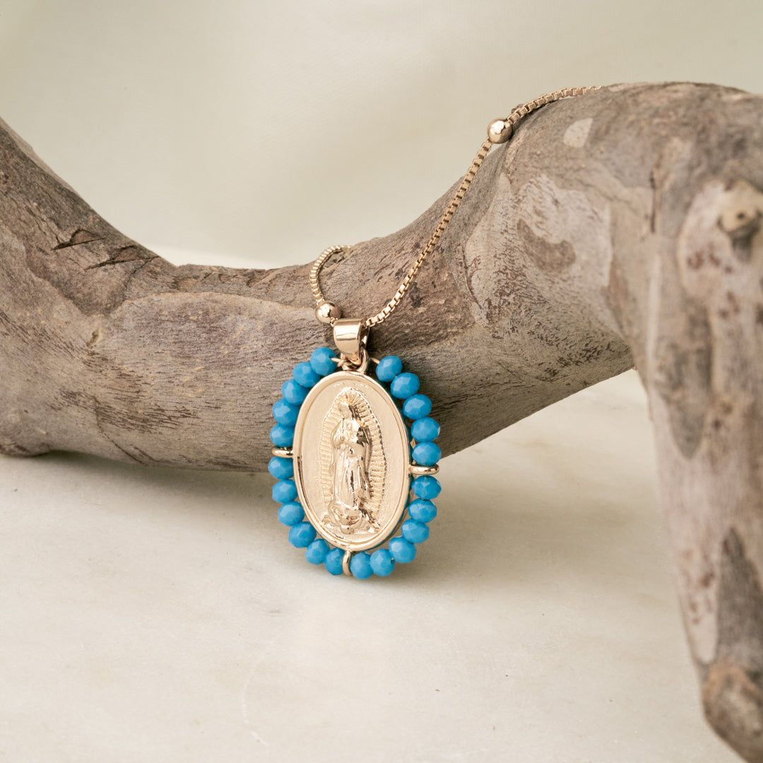 Gargantilla Virgen de Guadalupe Turquesa Chapa 3cm