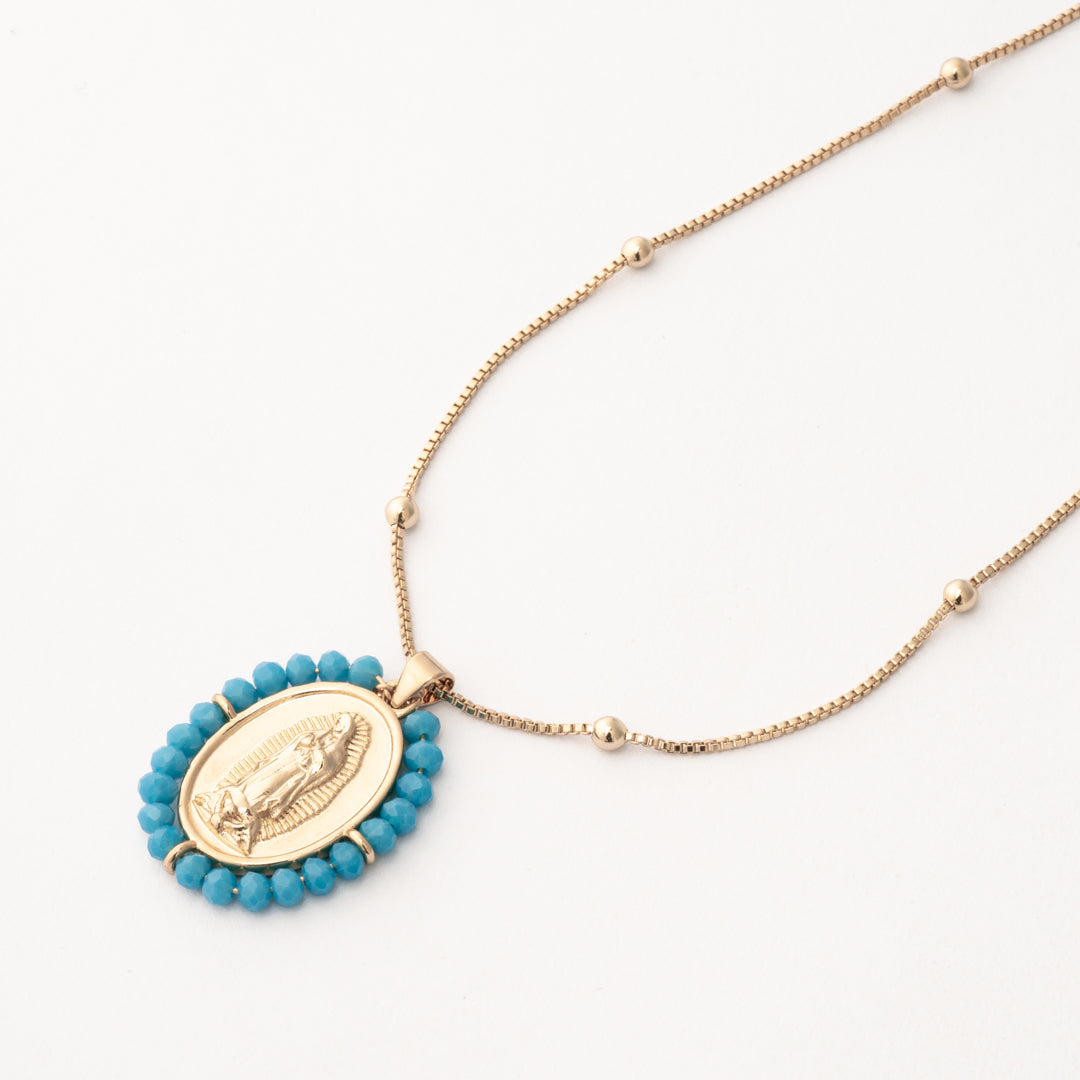 Gargantilla Virgen de Guadalupe Turquesa Chapa 3cm