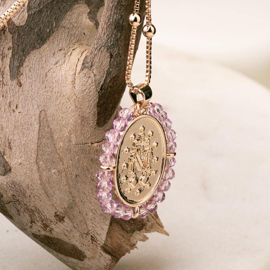 Gargantilla Virgen de Guadalupe Lila Chapa 3cm