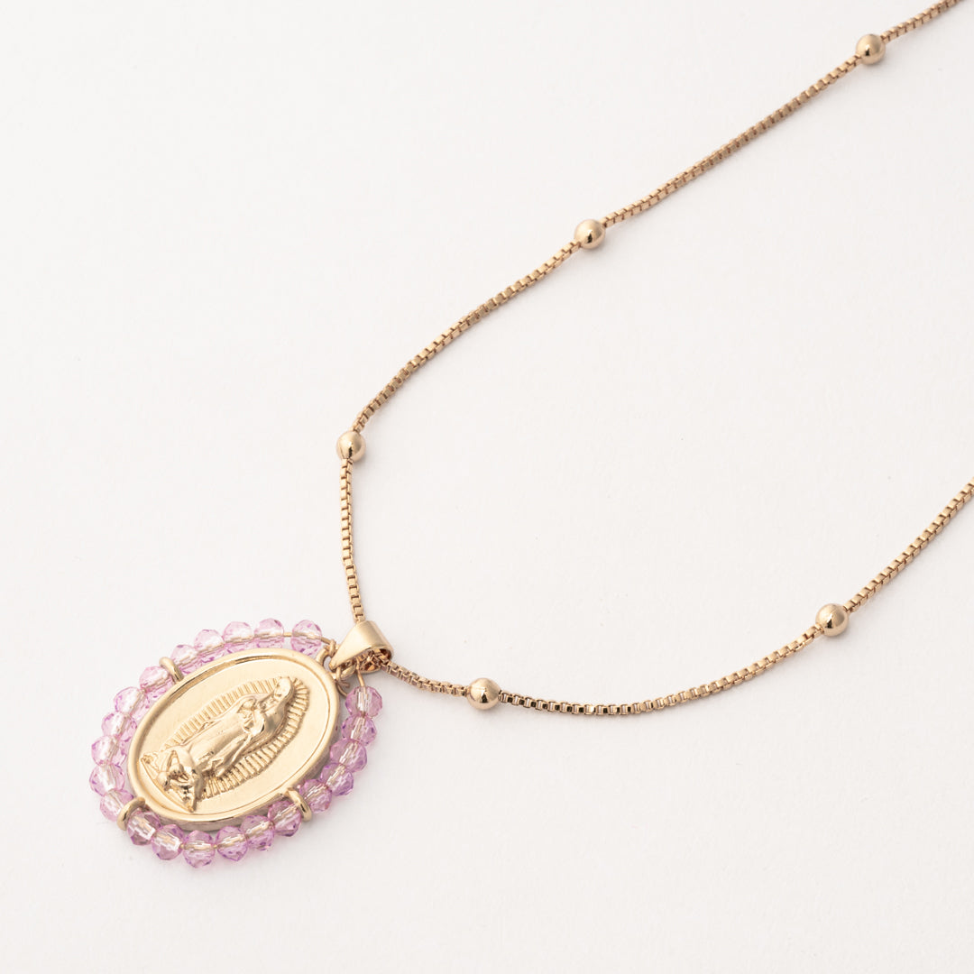 Gargantilla Virgen de Guadalupe Lila Chapa 3cm