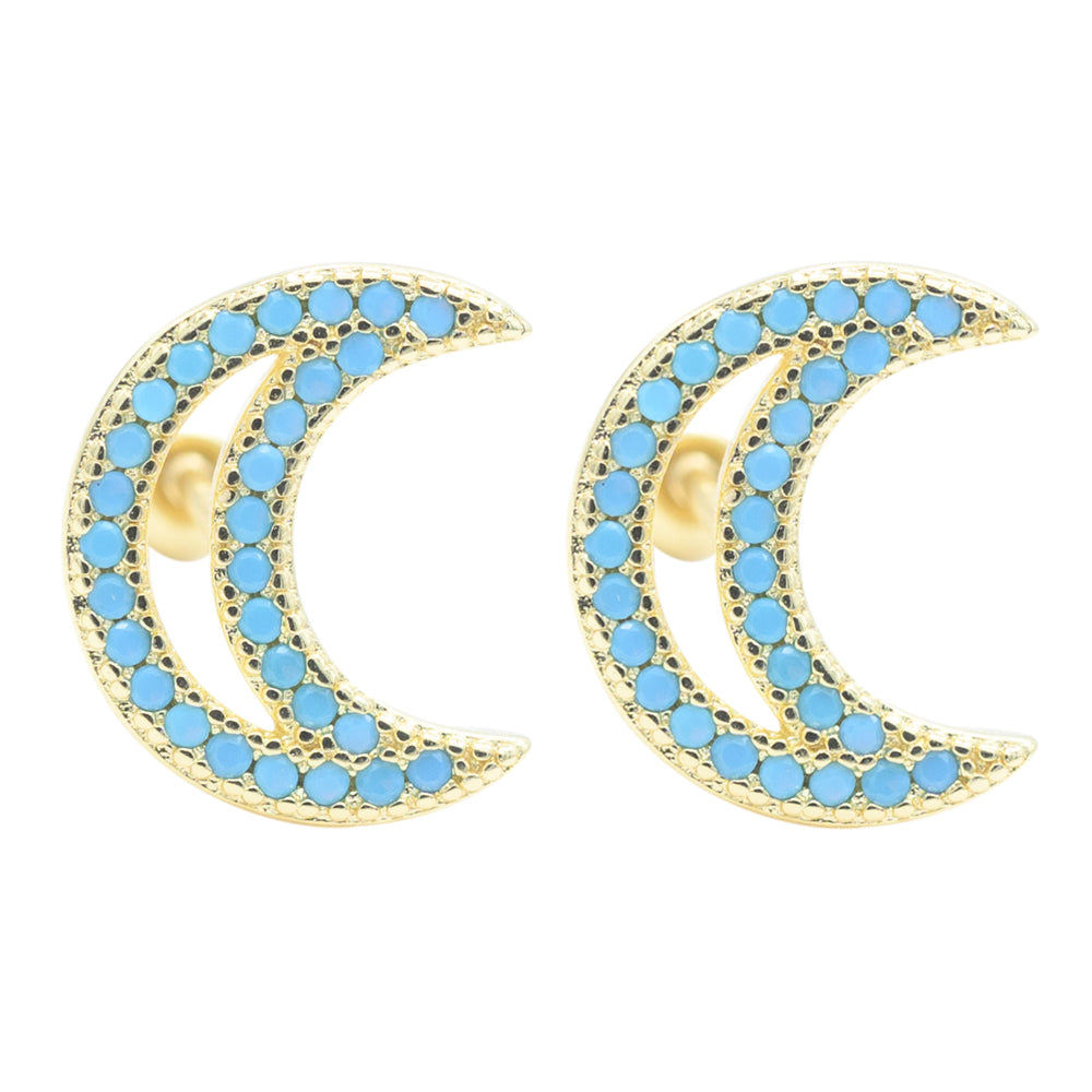 Broqueles Lunas Turquesa Chapa