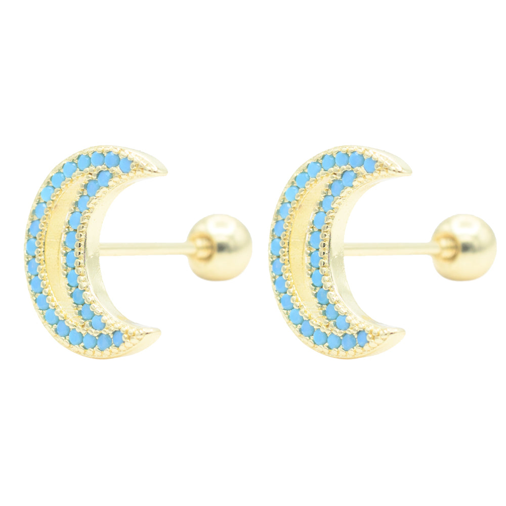 Broqueles Lunas Turquesa Chapa