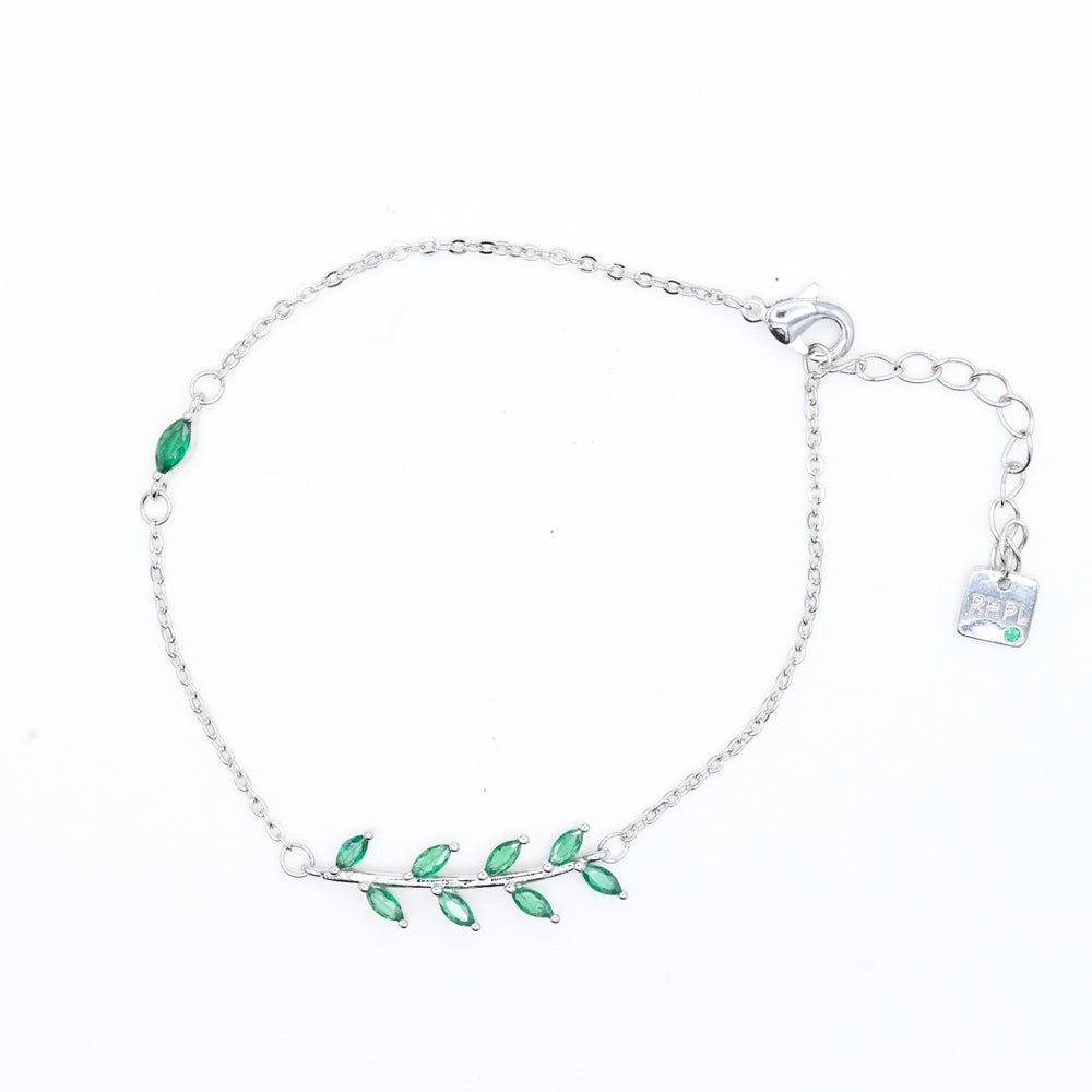 Pulsera Rama Esmeralda Rodio