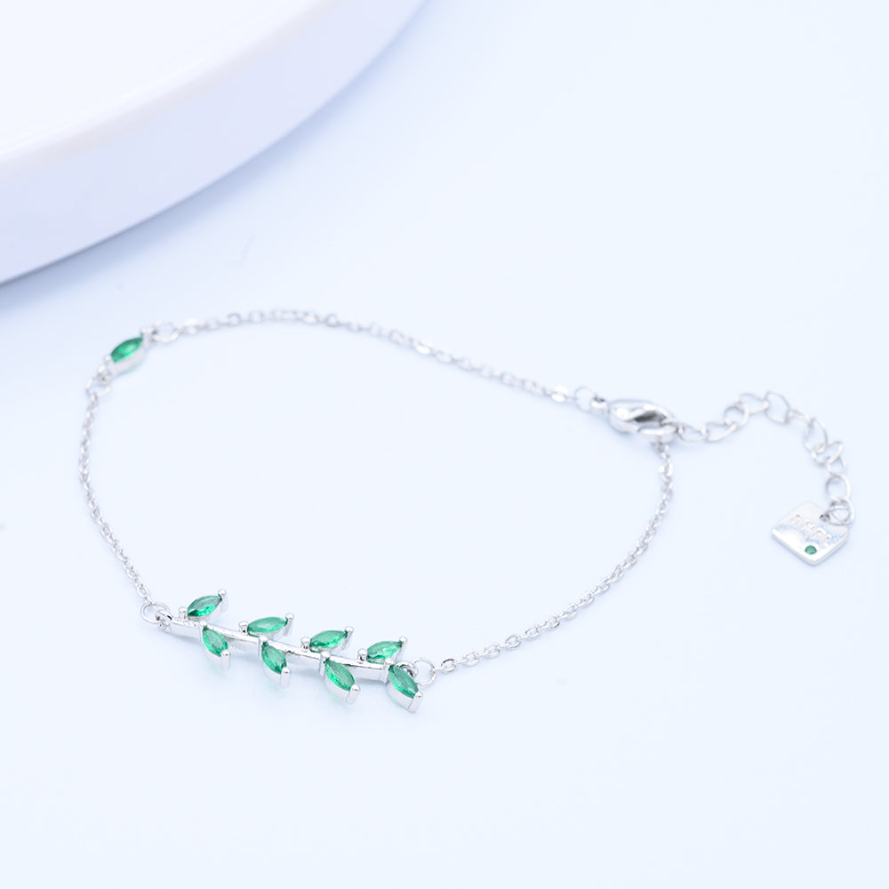 Pulsera Rama Esmeralda Rodio