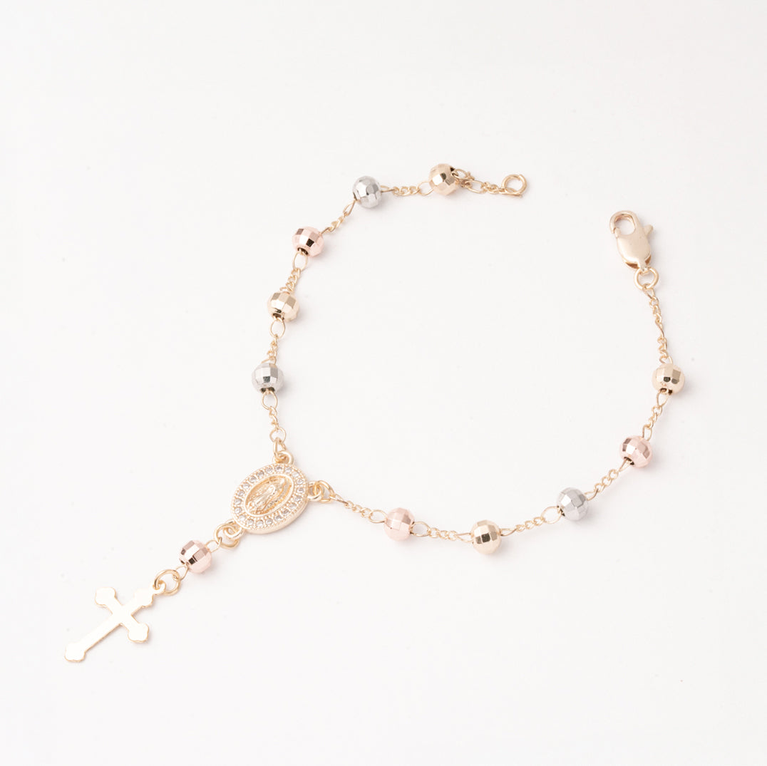 Pulsera Misterio Virgen de Guadalupe y Cruz 5MM Chapa