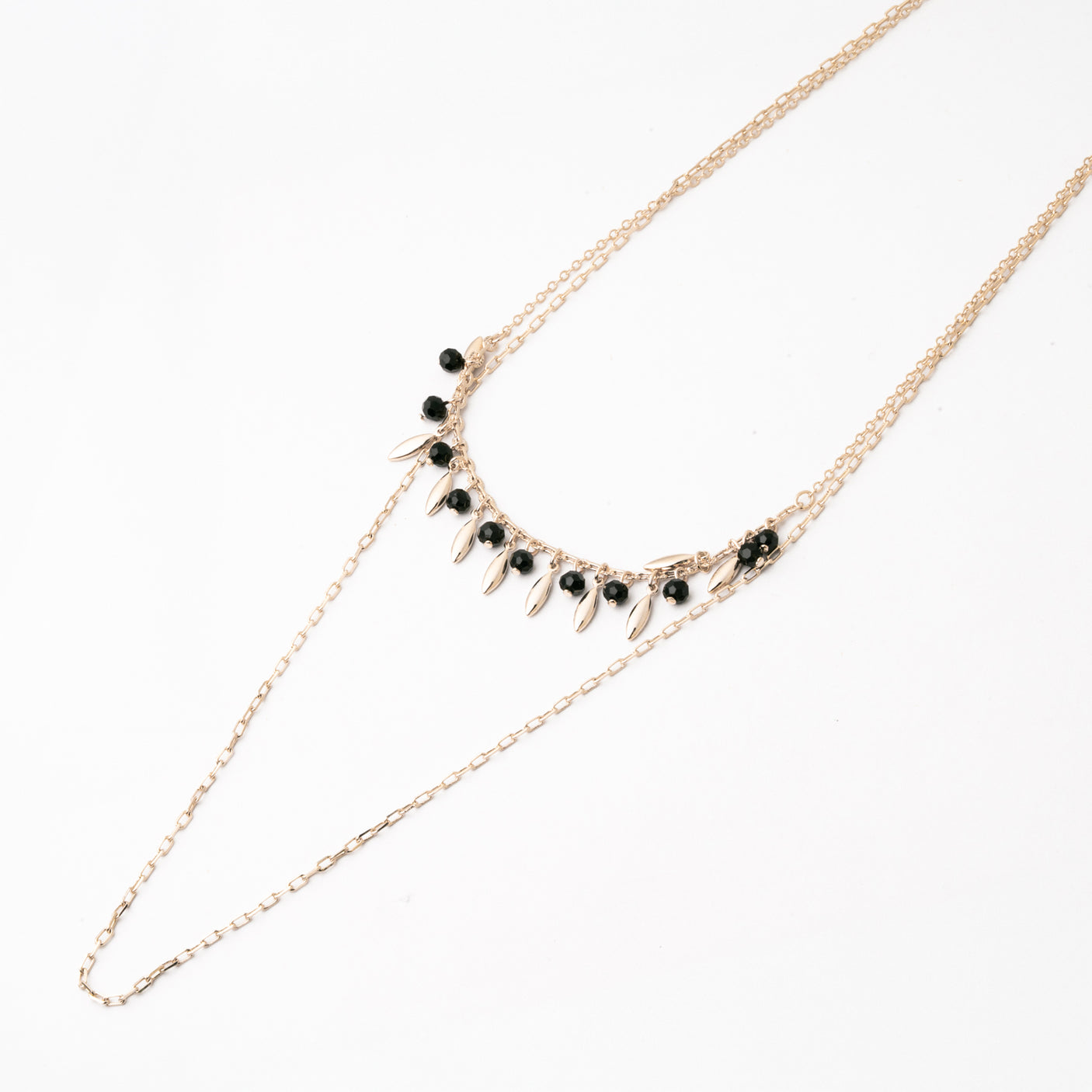 Gargantilla Doble Casual Negro Chapa