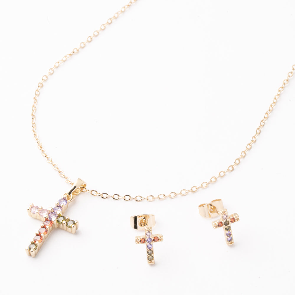 Juego Cruz Devoción Color Chapa