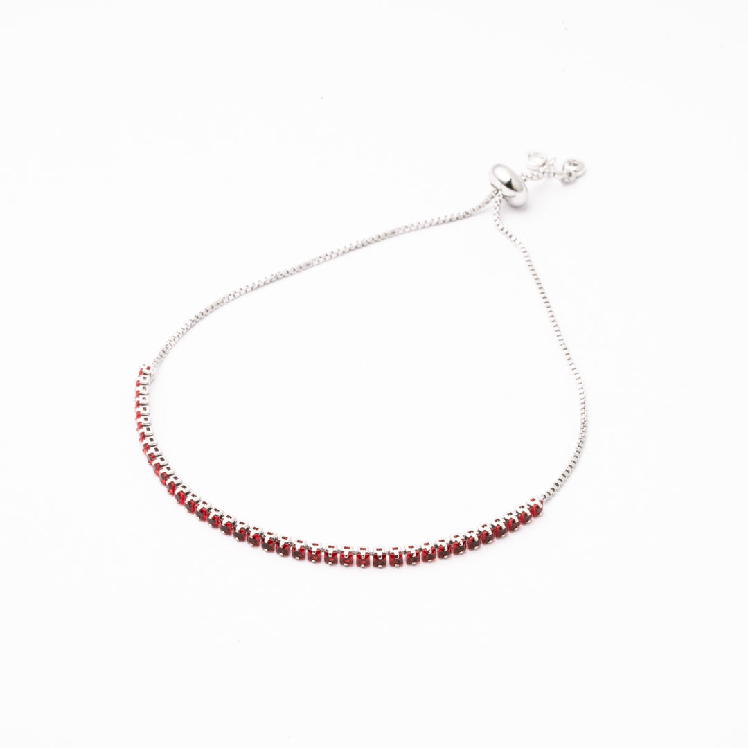 Pulsera Diamantes Rojo Rodio