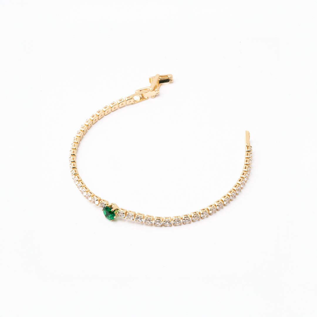 Pulsera Esmeralda Entre Diamantes Chapa