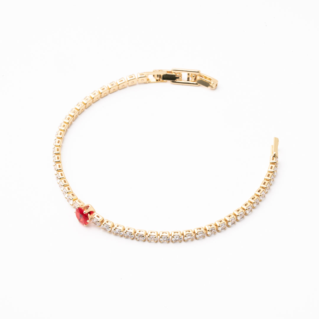 Pulsera Rubí Entre Diamantes Chapa