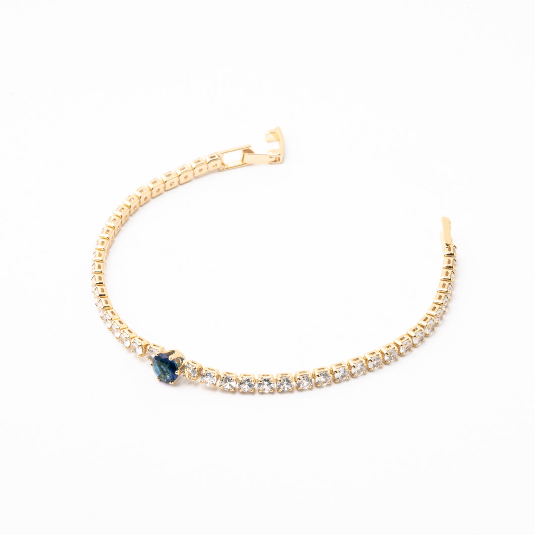 Pulsera Zafiro Entre Diamantes Chapa