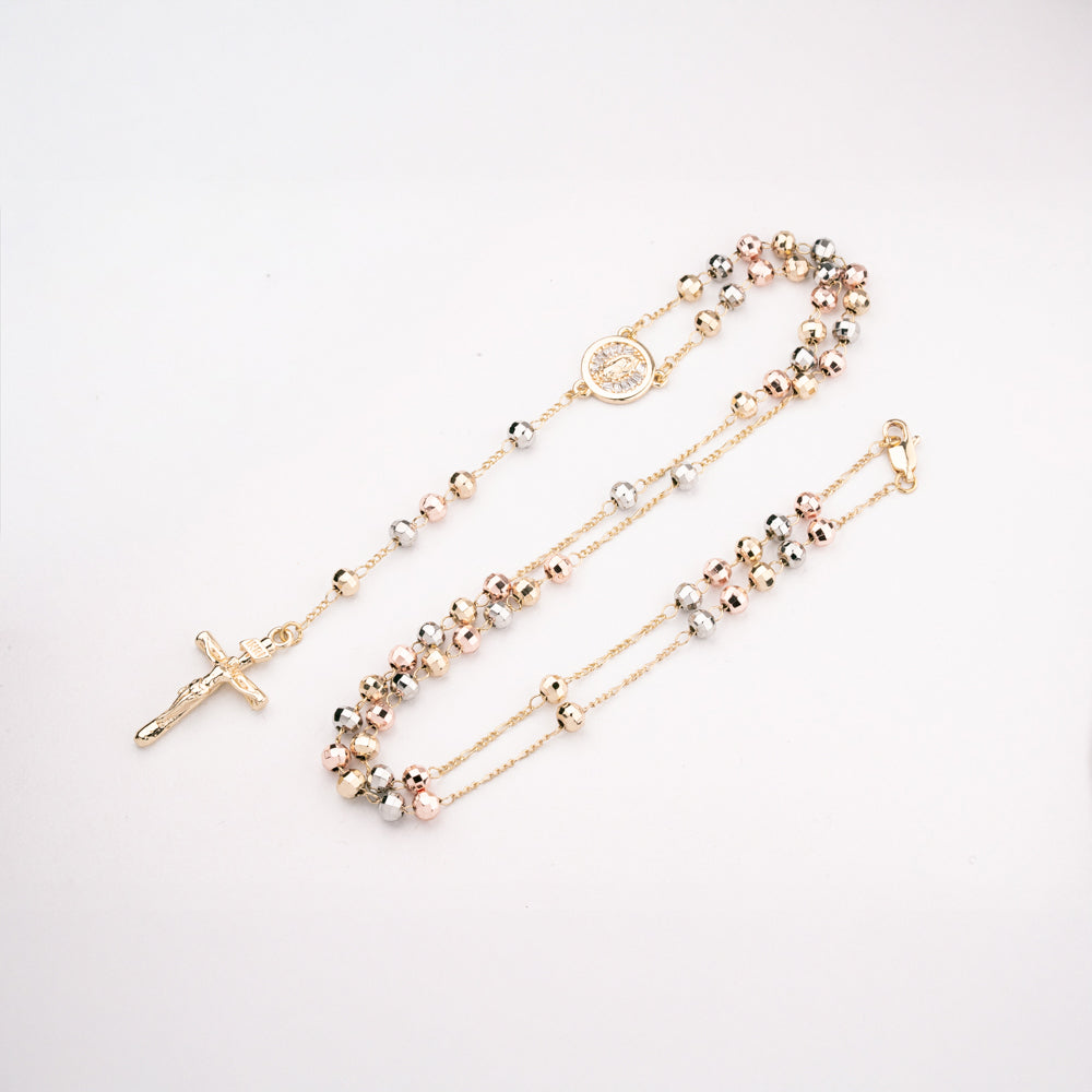 Rosario Virgen de Guadalupe Esfera Fina Tricolor Chapa