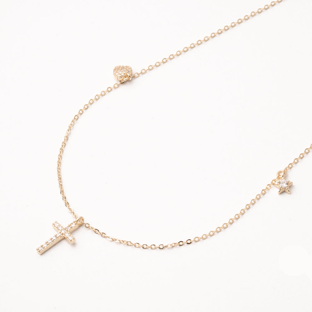 Gargantilla Cruz con Charms Chapa