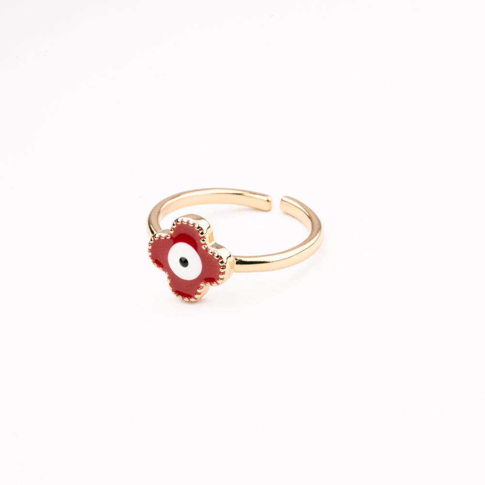 ANILLO CRUZ PROTECTORA ROJO CHAPA 18K