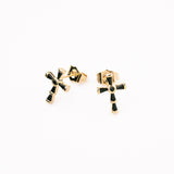BROQUEL CRUZ ARTESANA NEGRO CHAPA 18K
