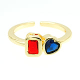 Anillo ajustable con piedra roja y azul