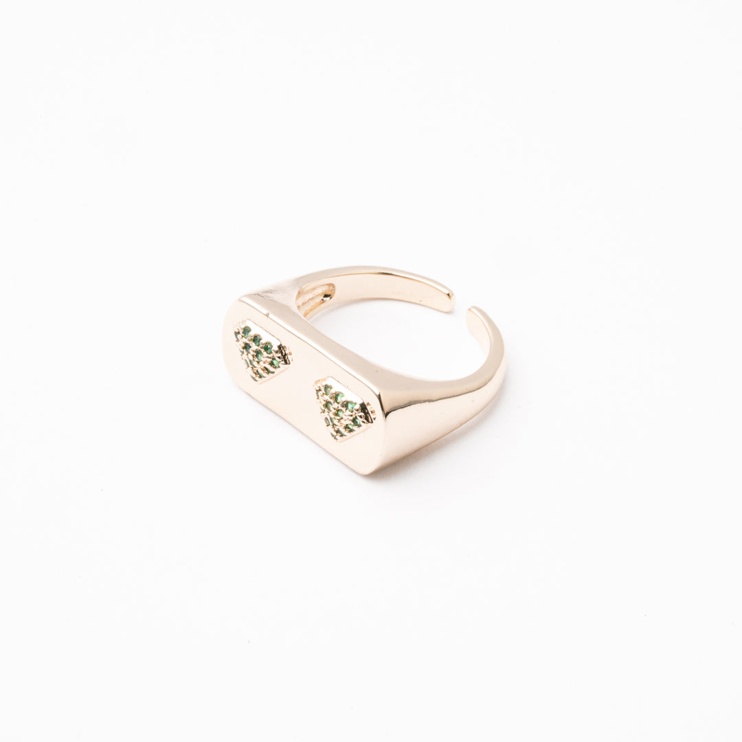 Anillo Dúo Esmeralda Chapa