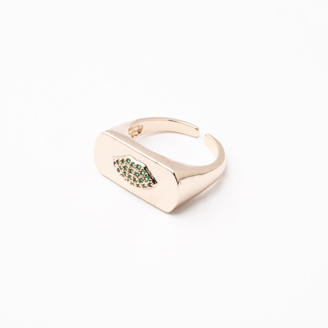 Anillo Sello Esmeralda Chapa