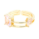 Anillo ajustable dual con piedras rosadas