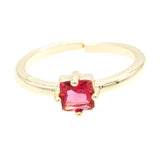 Anillo ajustable con piedra cuadrada roja