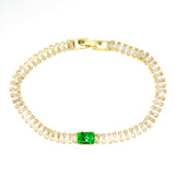 Pulsera estilo tenis con piedra blanca y verde