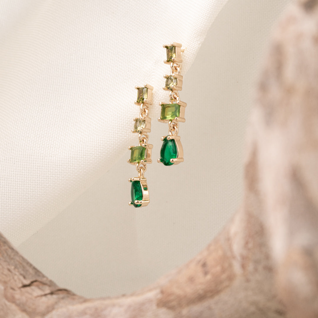 Aretes Esmeralda Radiante Chapa