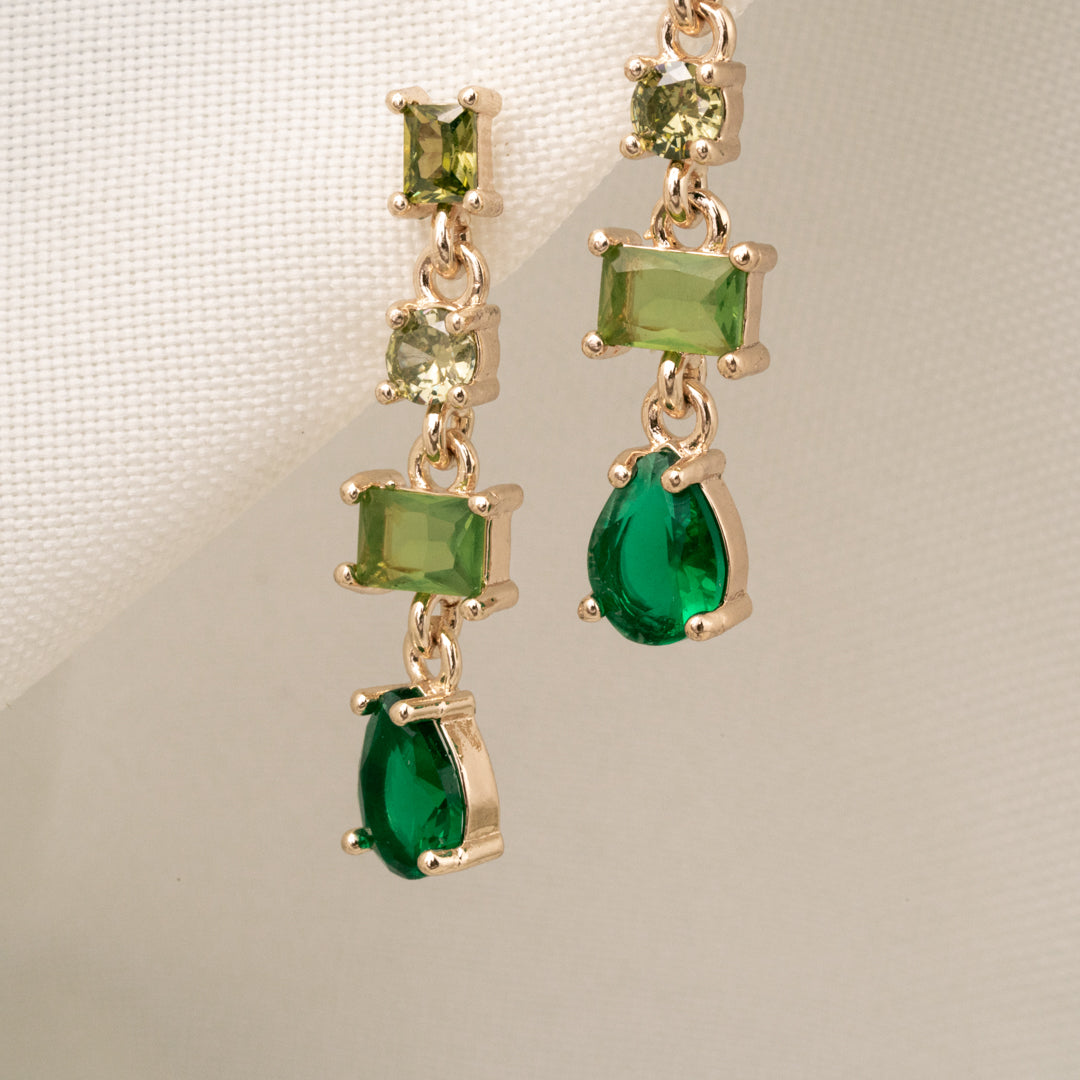 Aretes Esmeralda Radiante Chapa