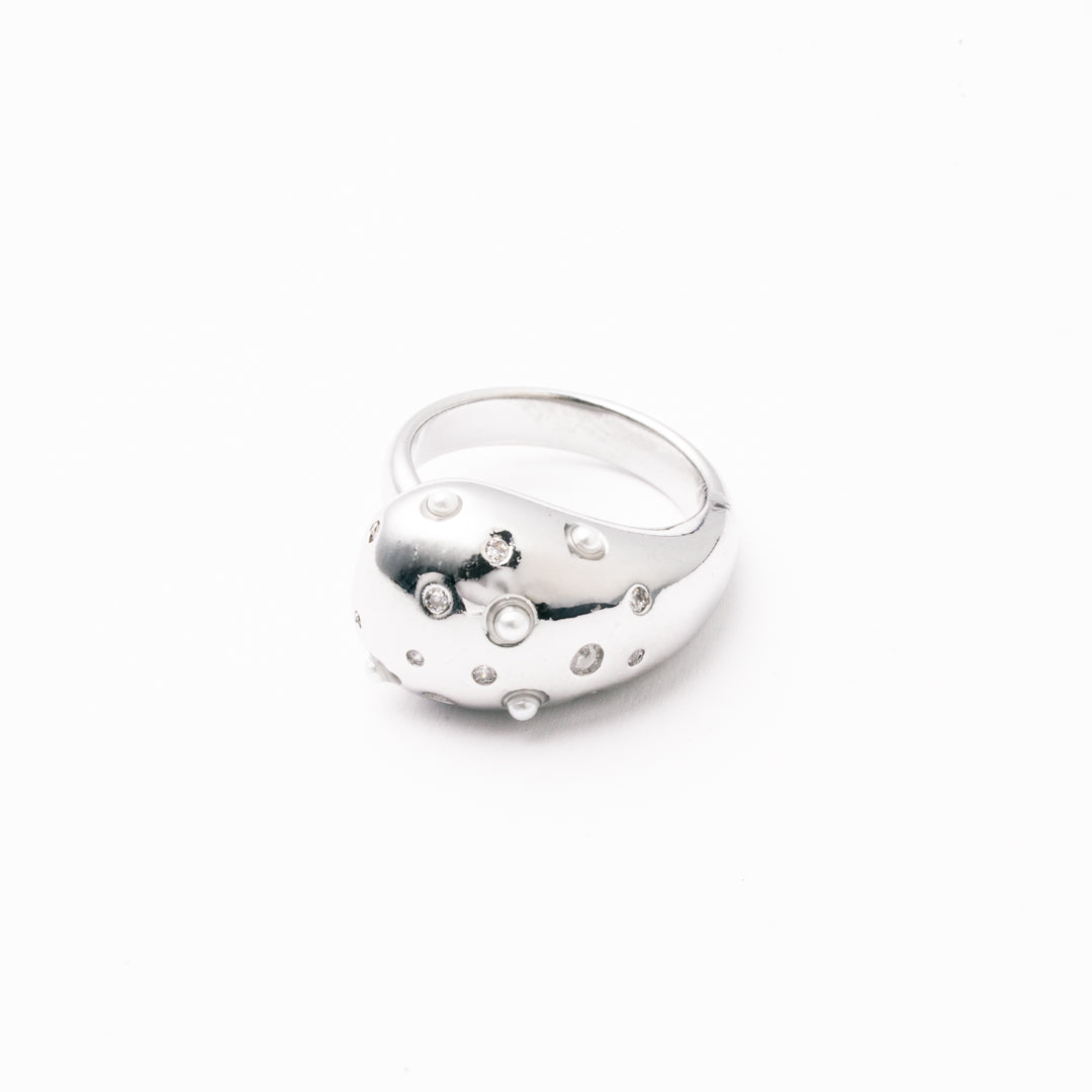 Anillo con Perlas Rodio