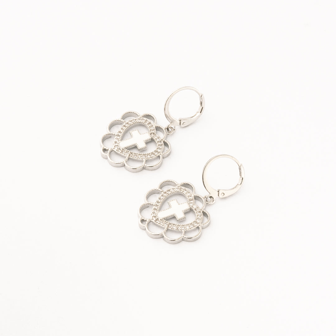 Aretes Fe y Amor Rodio