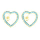 Broqueles Corazones Turquesa Chapa