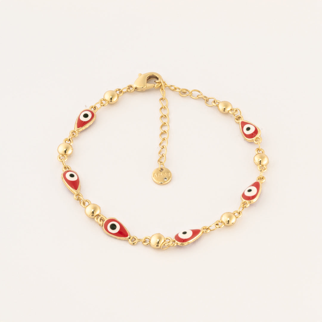 Pulsera Ojitos Ovalados Rojo Chapa