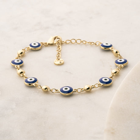 Pulsera Ojitos Circulares Azul Chapa