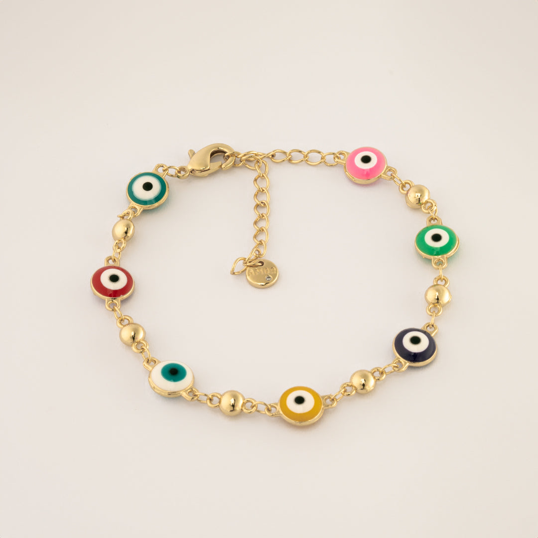 Pulsera Ojitos Circulares Multicolor Chapa