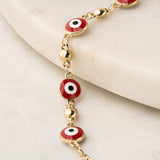 Pulsera Ojitos Circulares Rojo Chapa